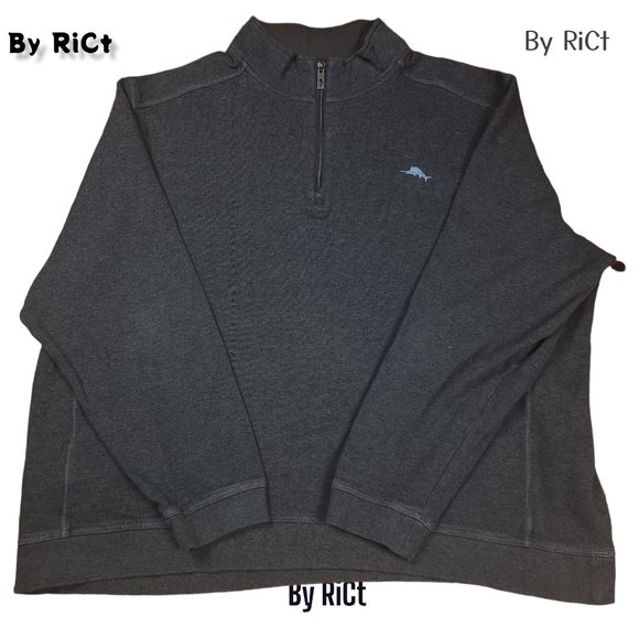 Tommy Bahama Other - Tommy Bahama Tobago Men Sweatshirt Half Zip Size 3XL Pullover Henley Cotton Gray